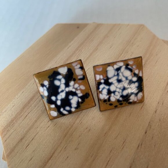 Matisse Renoir Vintage Earrings Clip on Copper base with Enamel - Picture 2 of 6